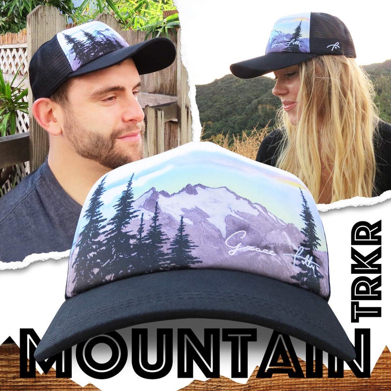 Grace Folly Foam Trucker Hat Snapback Mesh Baseball Cap for Men or Women (Mountain Print) - Image 2